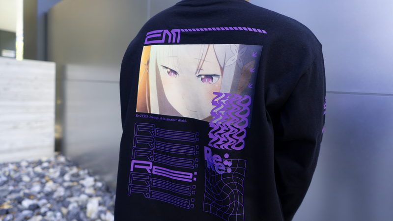 Re:ゼロから始める異世界生活_Sサイズ_AMICIS エミリアロングTシャツ 黒